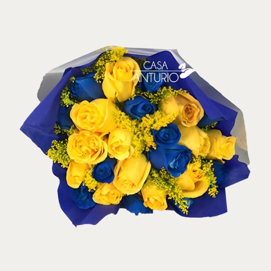 Bouquet de Rosas Azules y Amarillas
