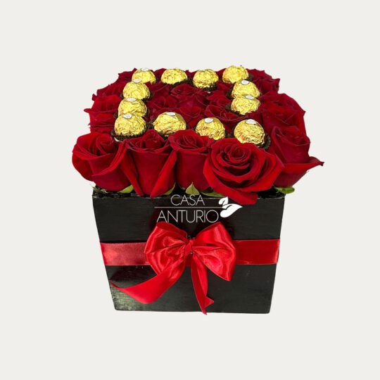 Arreglo de Rosas Rojas y Chocolates Ferrero Rocher