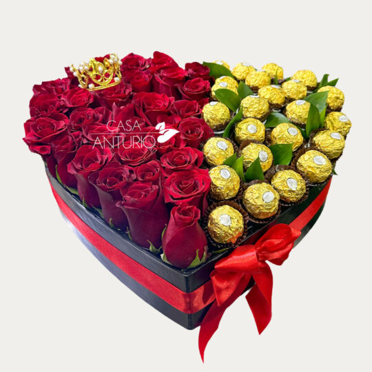 Corazón de Rosas y Chocolates