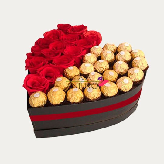Corazón de Rosas y Chocolates