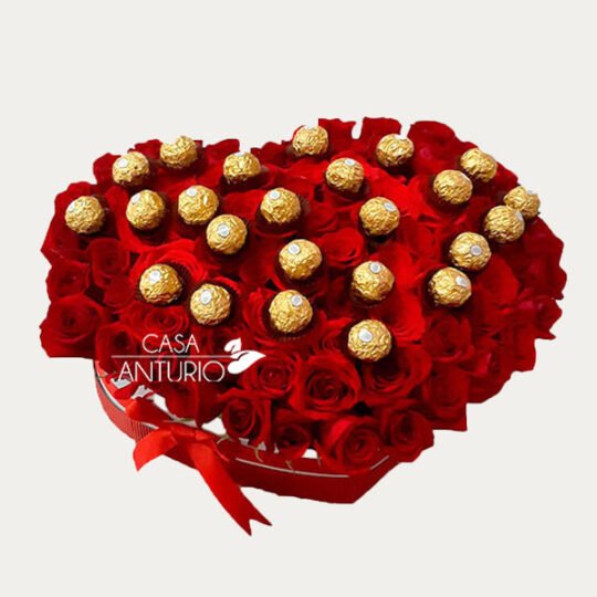 Corazón Rosas y Chocolates