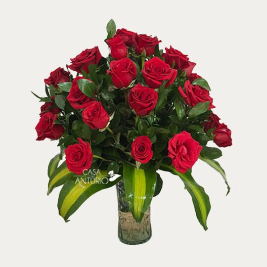 Jarrón de Rosas Rojas