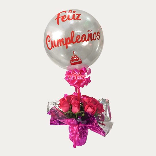 Arreglo en Rosas y Globo