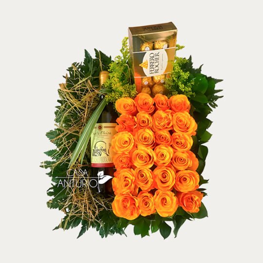 Arreglo de Rosas Salmón con Chocolates