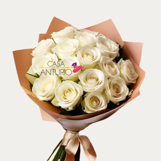 Bouquet de Rosa Blanca en Papel Coreano