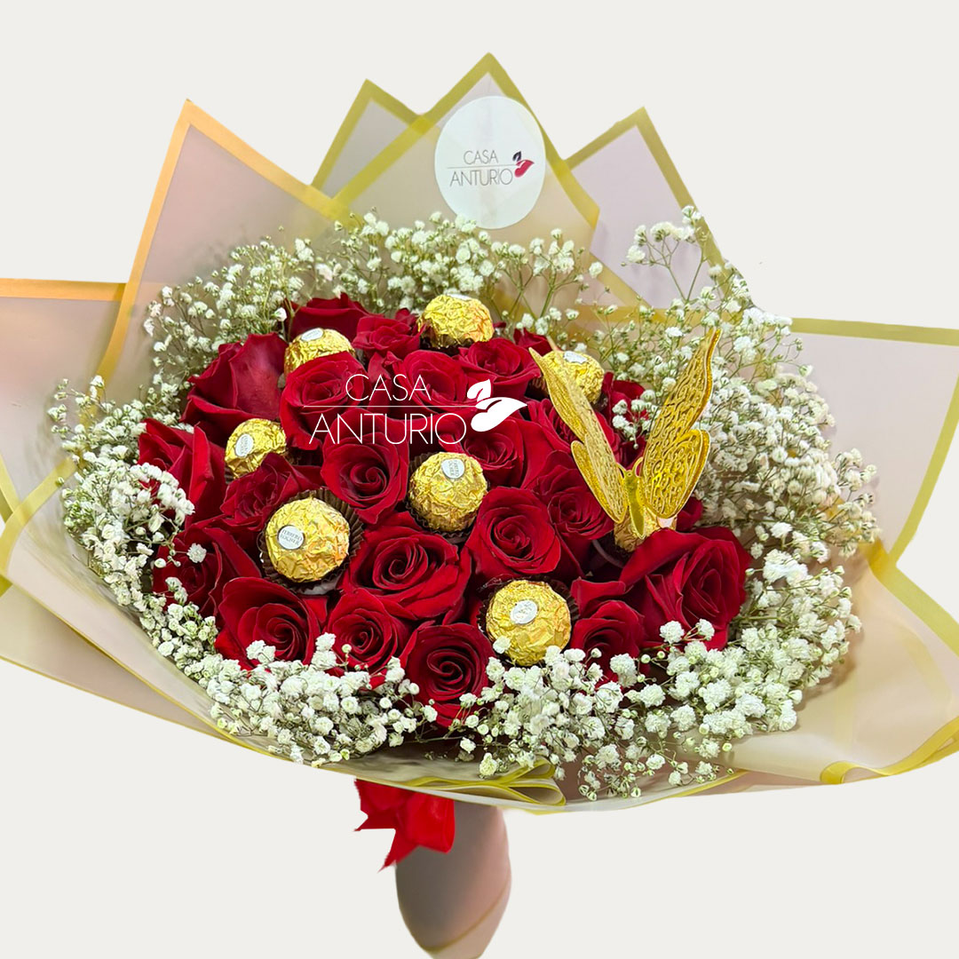 Bouquet de Rosas Rojas y Chocolates - Imagen 2
