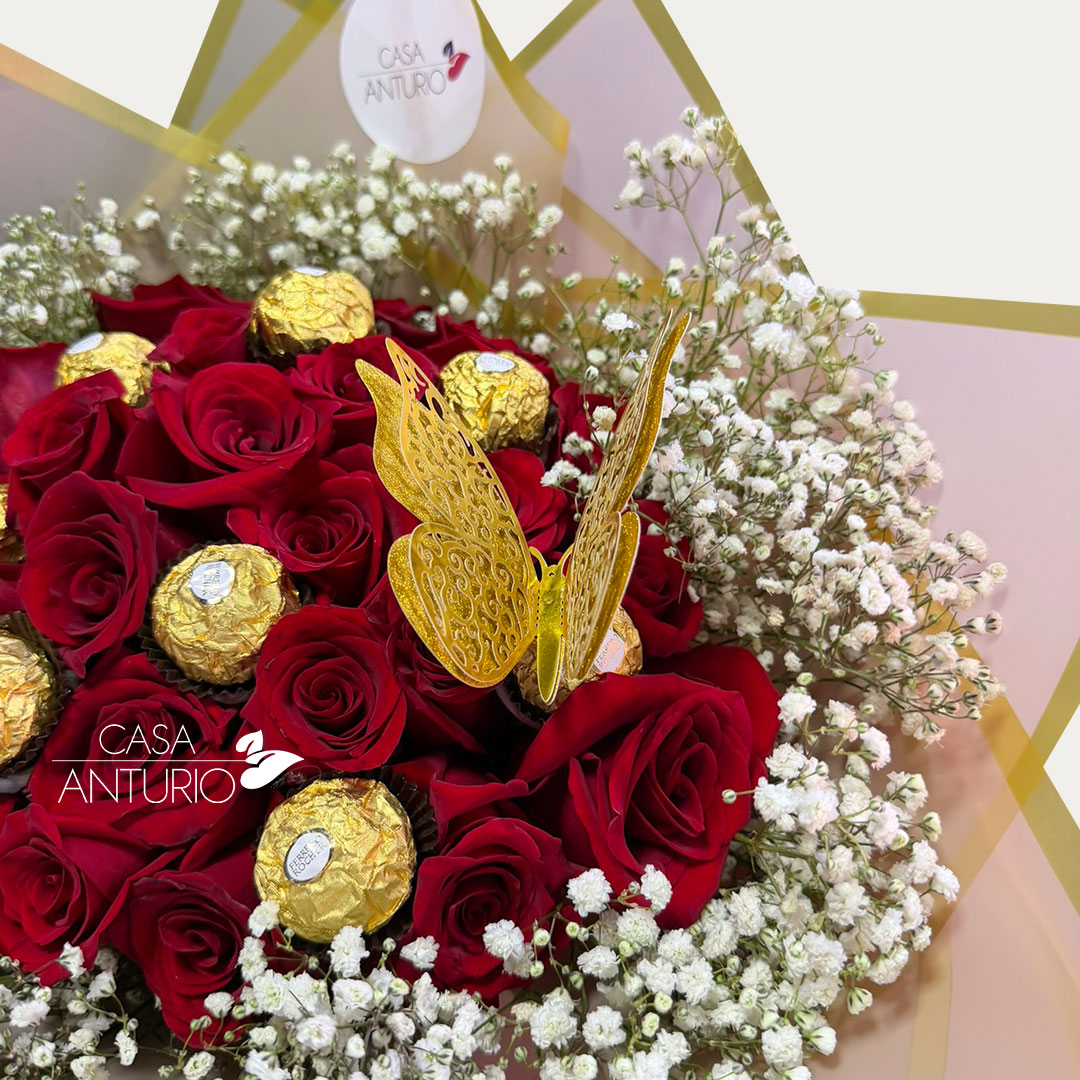 Bouquet de Rosas Rojas y Chocolates - Imagen 3