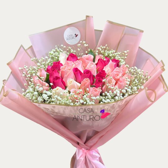 Bouquet de Rosas Rosadas y Fucsia