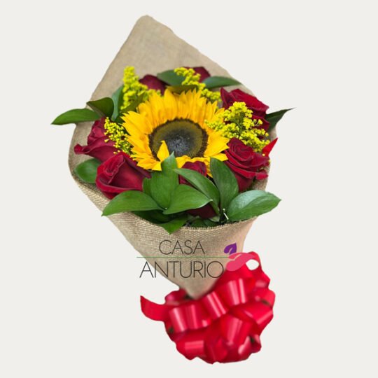 Bouquet de Girasol y Rosas Rojas