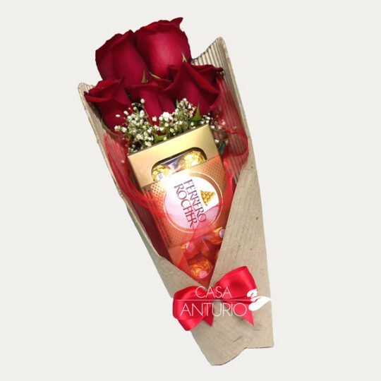 Bouquet de Rosas y Ferrero Rocher 8 Unidades