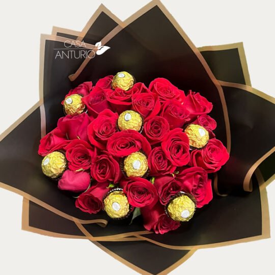 Bouquet de Rosas Rojas y Chocolates Ferrero Rocher