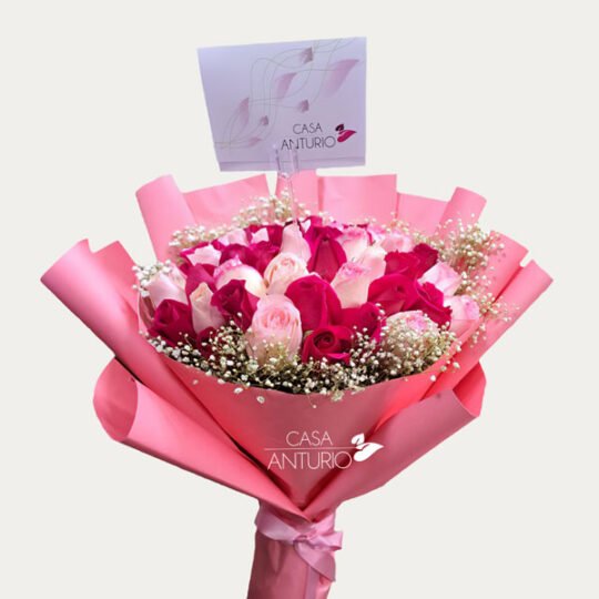 Bouquet de Rosas Rosadas y Fucsia