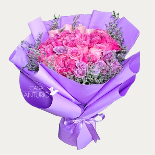 Bouquet de Rosas Rosadas en Papel Coreano