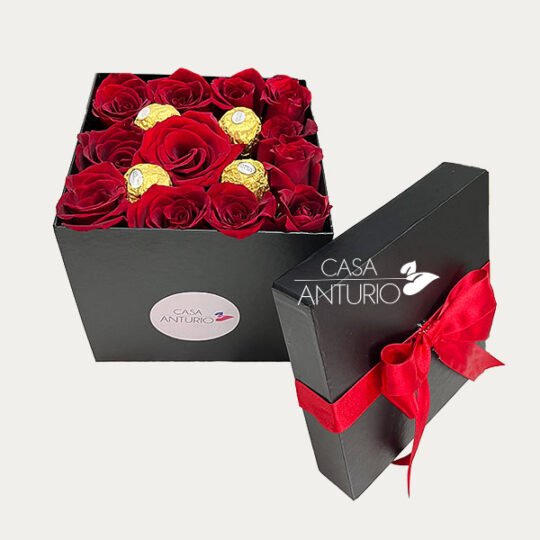 Caja de Rosas y Chocolates