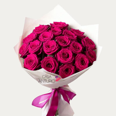 Bouquet de Rosa Fucsia en Papel Coreano