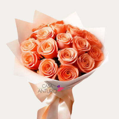 Bouquet de Rosa Naranja con Papel Coreano