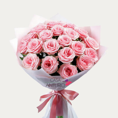 Bouquet de Rosa Rosada en Papel Coreano