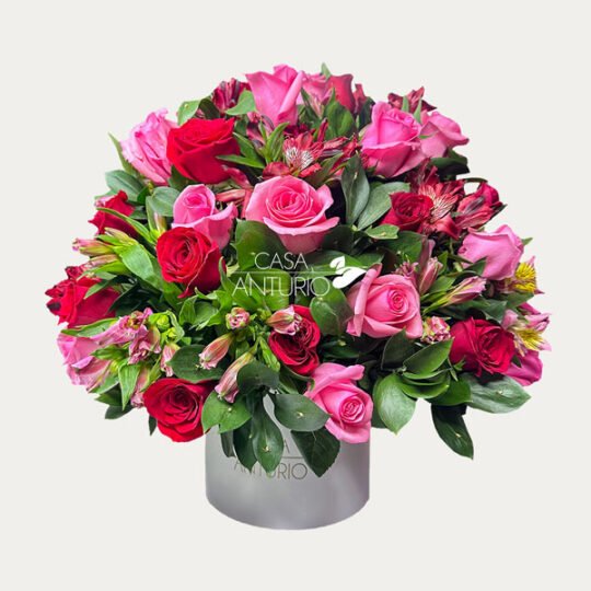 Arreglo Circular de Rosas y Astromelias