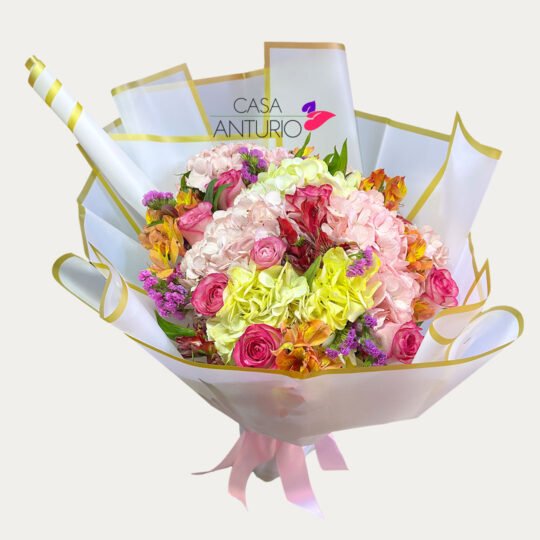 Bouquet de Rosas, Astromelias y Hortensias
