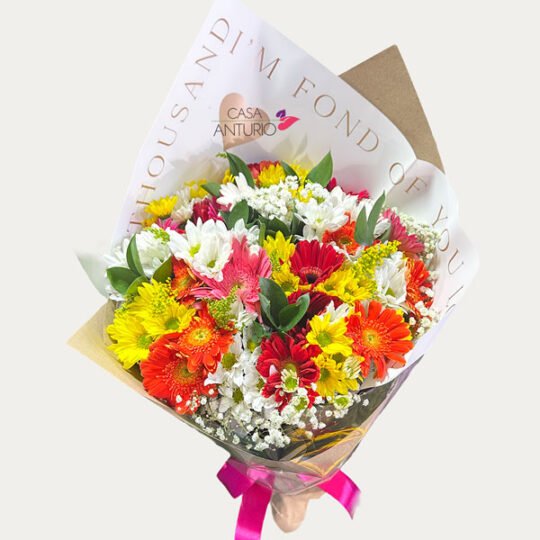 Bouquet de Gérberas, Margaritas y Follaje