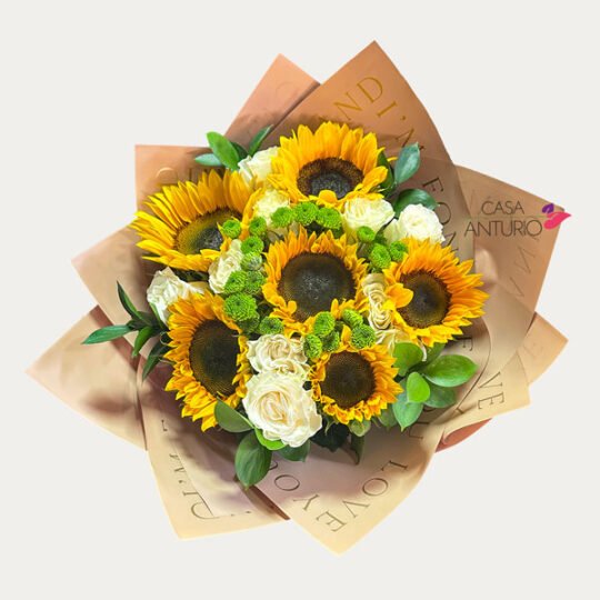 Bouquet de Girasoles y Rosas Blancas