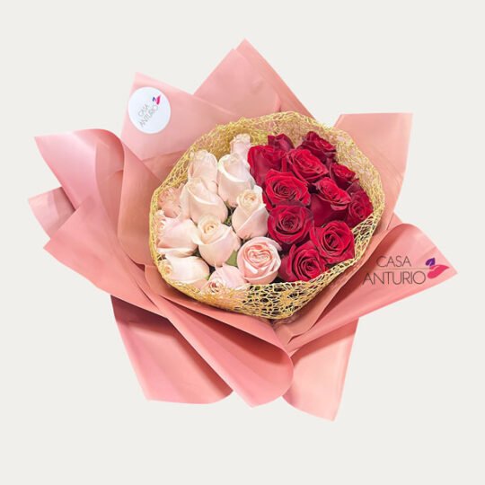 Bouquet de Rosas Rosadas y Rojas