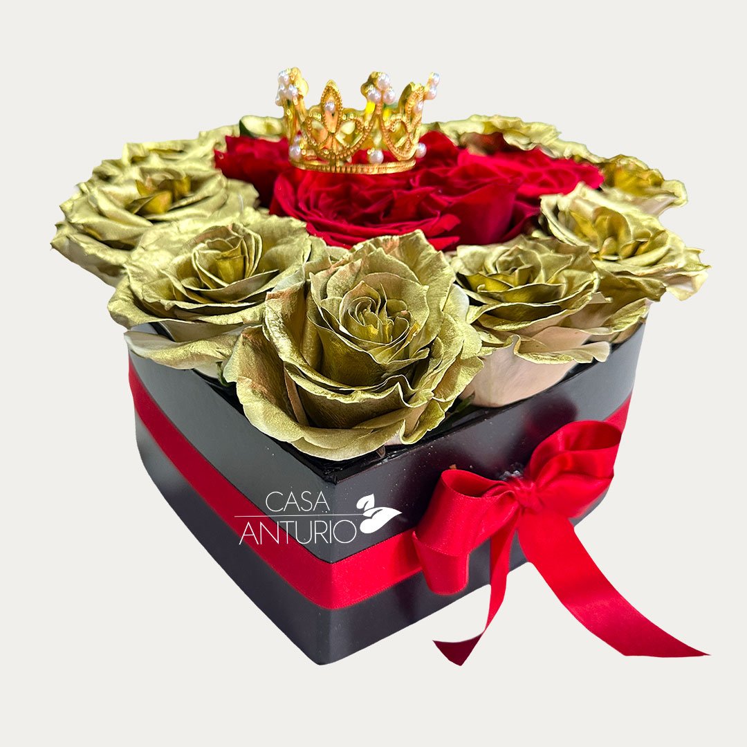 Corazón de Rosas Doradas y Corona - Imagen 3