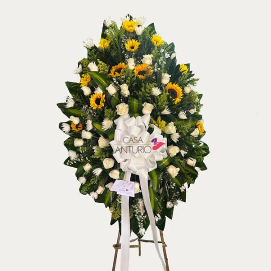 Corona Fúnebre de Girasoles, Rosas y Crisantemos