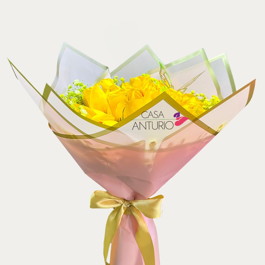 Bouquet de 24 Rosas Amarillas y Perla - Imagen 3