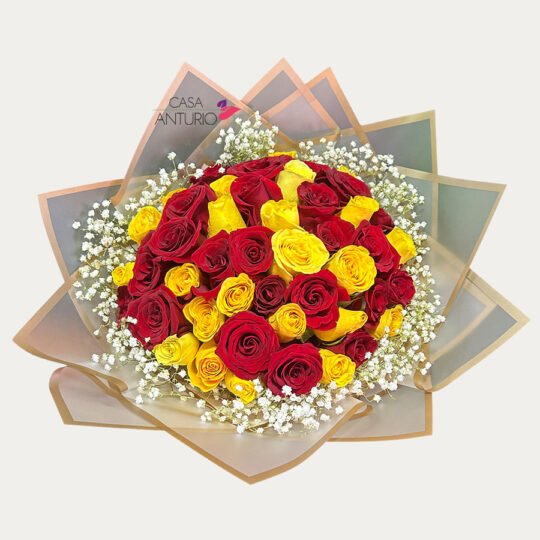 Bouquet de Rosas Rojas y Amarillas