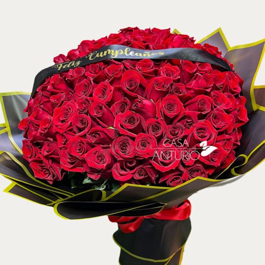Bouquet de 100 Rosas Rojas con Mensaje