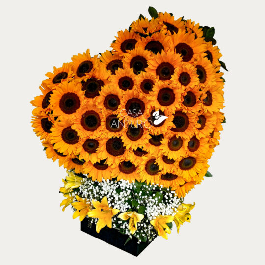 Corazón Gigante de Girasoles y Lirios