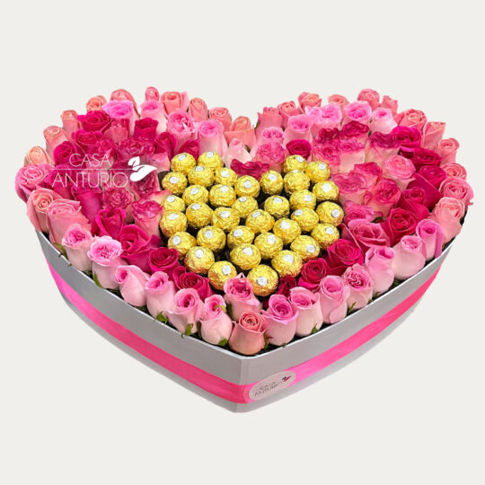 Corazón Gigante de Rosas y Chocolates