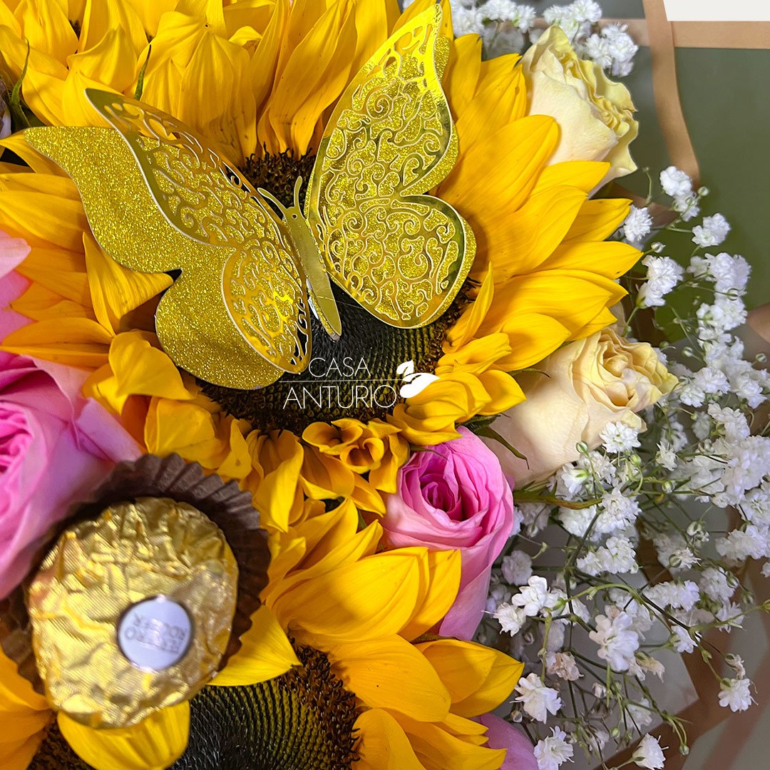 Bouquet de Girasoles, Rosas y Chocolates - Imagen 4