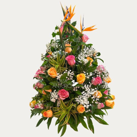 Arreglo de Rosas y Aves del Paraiso