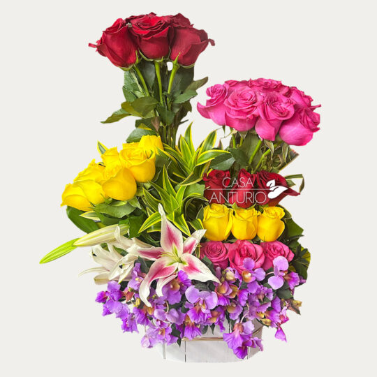 Arreglo de Rosas, Lirios y Orquideas