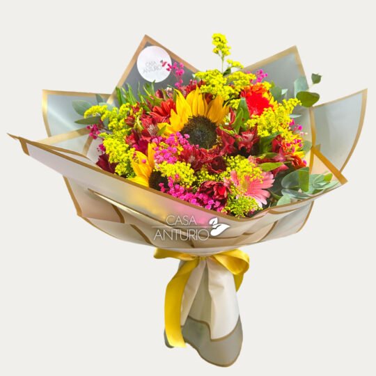 Bouquet de Girasoles, Astromelias y Follajes