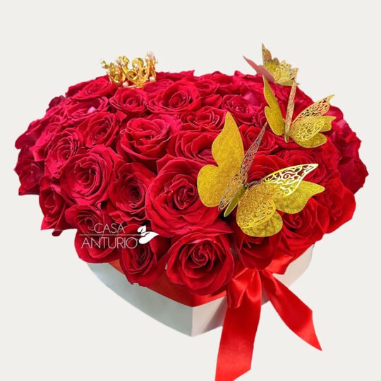 Corazón de Rosas, Mariposas y Corona
