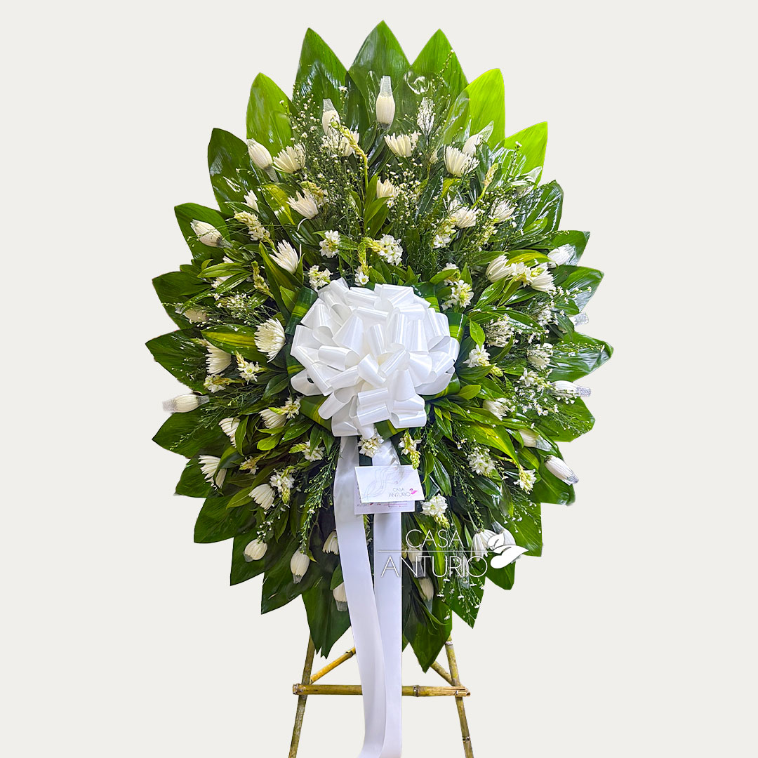 Corona Fúnebre de Crisantemos Blancos