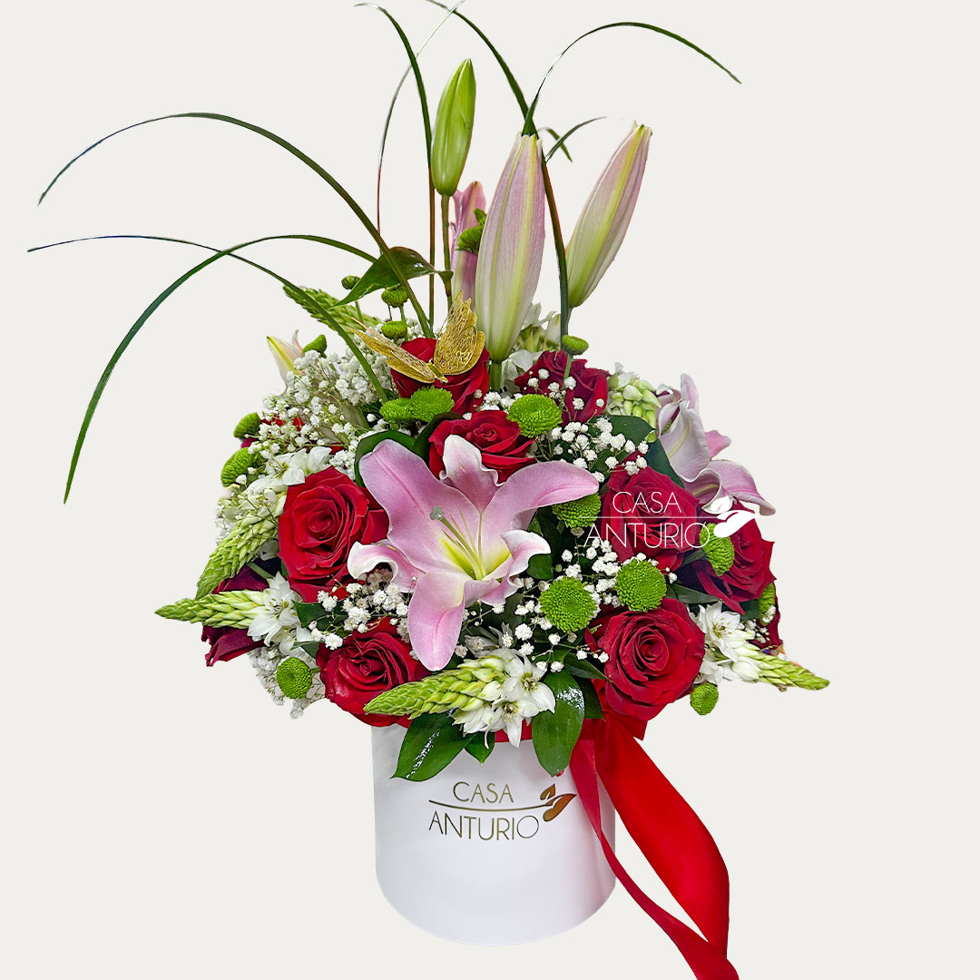 Arreglo de Rosas, Lirios y Estrellas de Belén