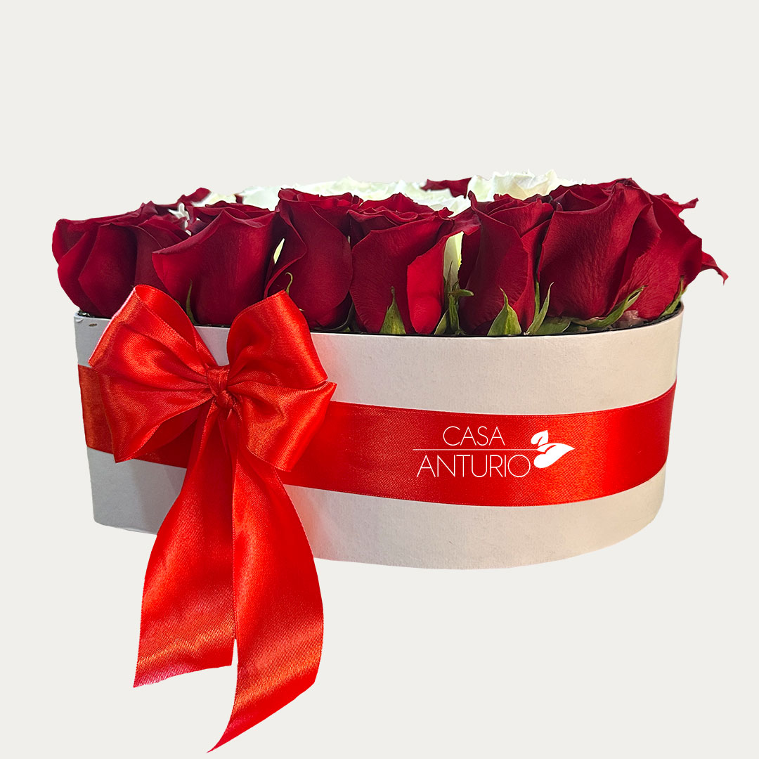 Arreglo Corazón en Rosas Blancas y Rojas - Imagen 4